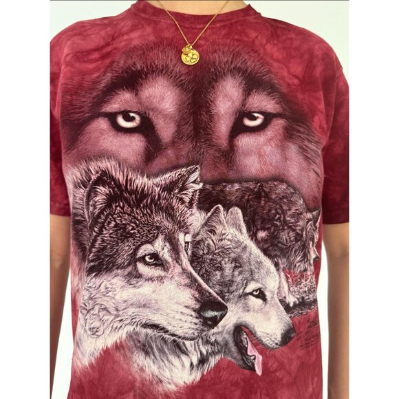 2000s The Mountain red wolf pack wolves nature faded graphic cotton tee shirt - Picture 8 of 10